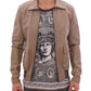 Elegant Beige Lambskin Leather Jacket