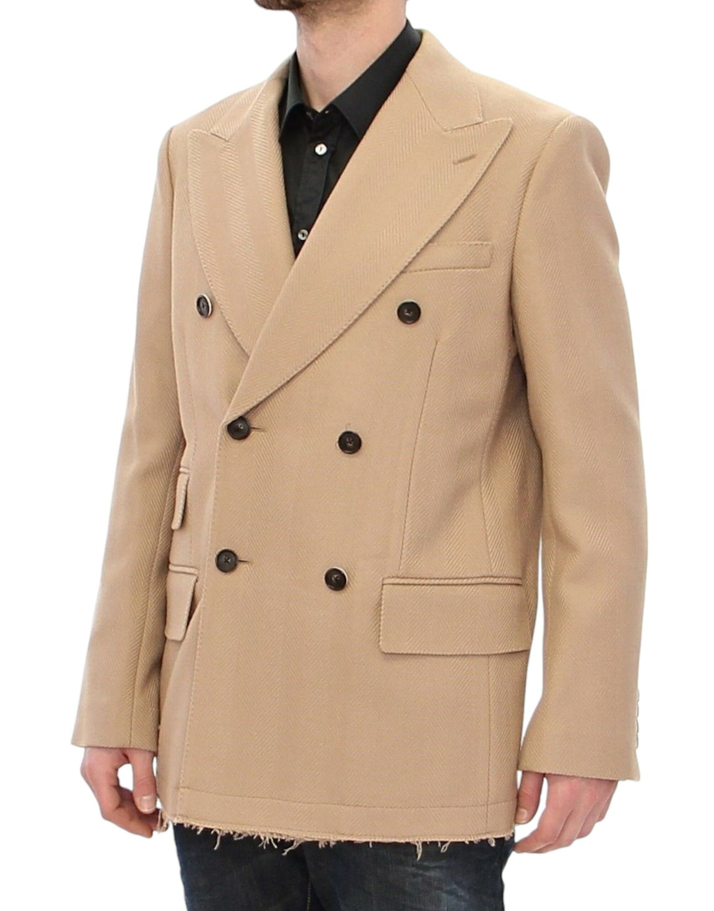 Beige Double Breasted Coat Jacket