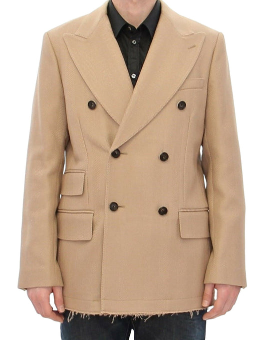 Beige Double Breasted Coat Jacket