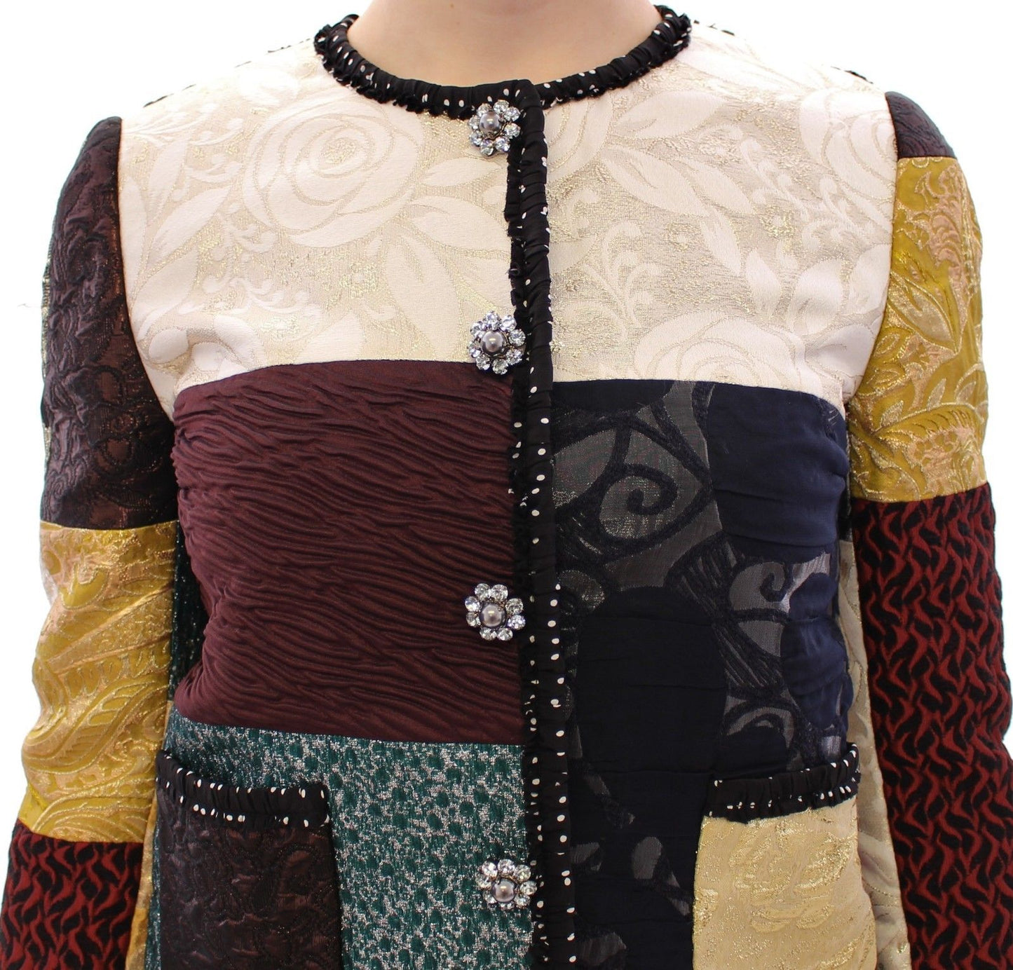 Elegant Multicolor Crystal Jacket Coat