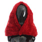 Exquisite Red Weasel Fur Hooded Scarf Wrap