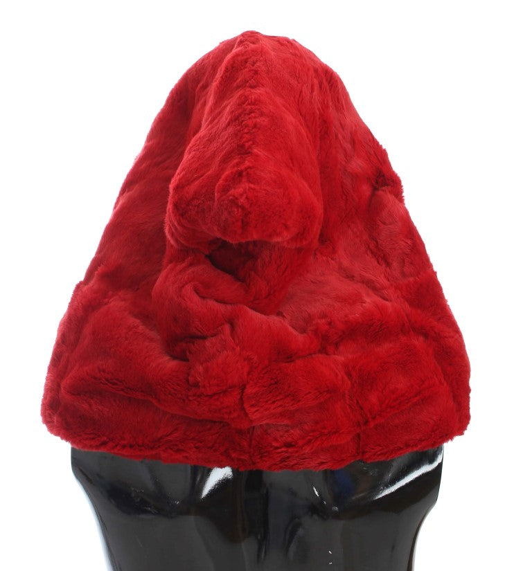 Exquisite Red Weasel Fur Hooded Scarf Wrap