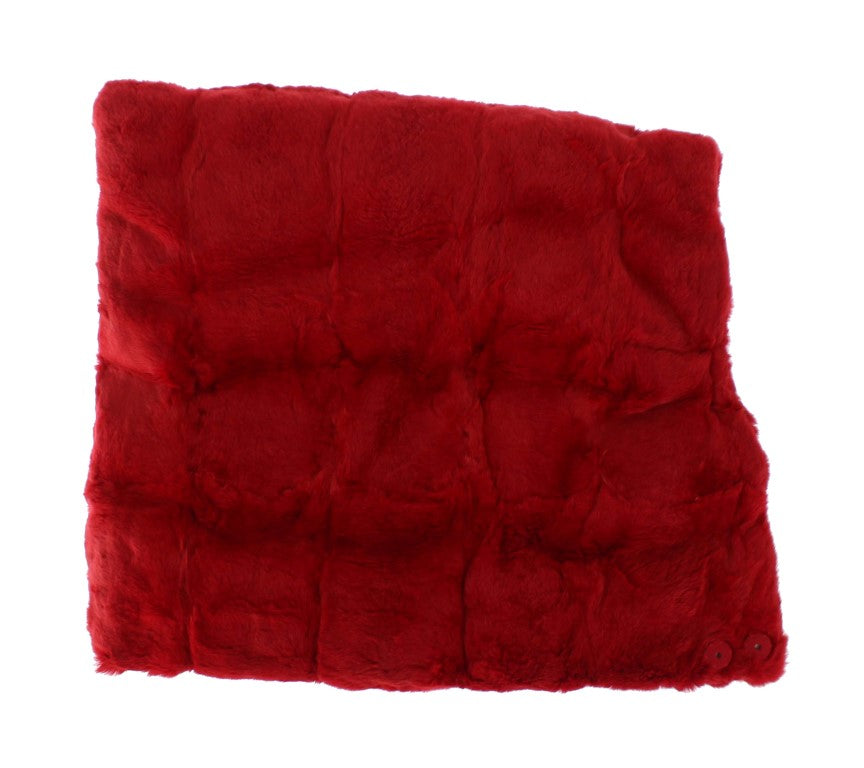 Exquisite Red Weasel Fur Hooded Scarf Wrap