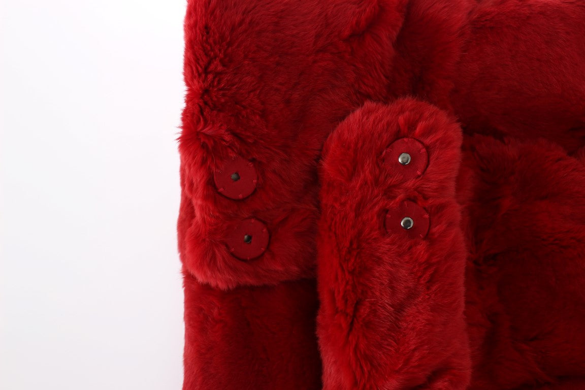 Exquisite Red Weasel Fur Hooded Scarf Wrap