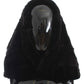 Chic Black Weasel Fur Hooded Scarf Wrap