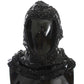 Black Knitted Crystal Hooded Scarf Wrap