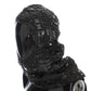 Black Knitted Crystal Hooded Scarf Wrap