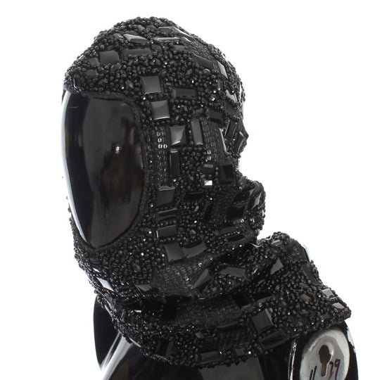 Black Knitted Crystal Hooded Scarf Wrap