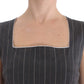 Elegant Gray Striped Dress & Blazer Suit Set