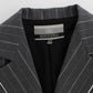 Elegant Gray Striped Dress & Blazer Suit Set