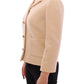 Beige Wool Pearl Button Jacket Blazer Coat