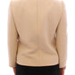Beige Wool Pearl Button Jacket Blazer Coat