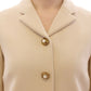 Beige Wool Pearl Button Jacket Blazer Coat