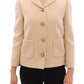 Beige Wool Pearl Button Jacket Blazer Coat