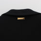 Chic Black Stretch Blazer with Gold Button Detail