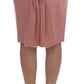 Pink Wool Stretch Straight Pencil Skirt