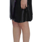 Black Wool Silk Above Knee Straight Skirt