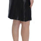 Black Wool Silk Above Knee Straight Skirt