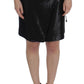 Black Wool Silk Above Knee Straight Skirt