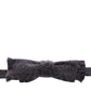 Gray Black Wool Silk Bow Tie