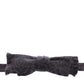 Gray Black Wool Silk Bow Tie