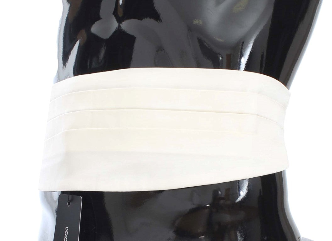 White Wide Belt Silk Cummerbund