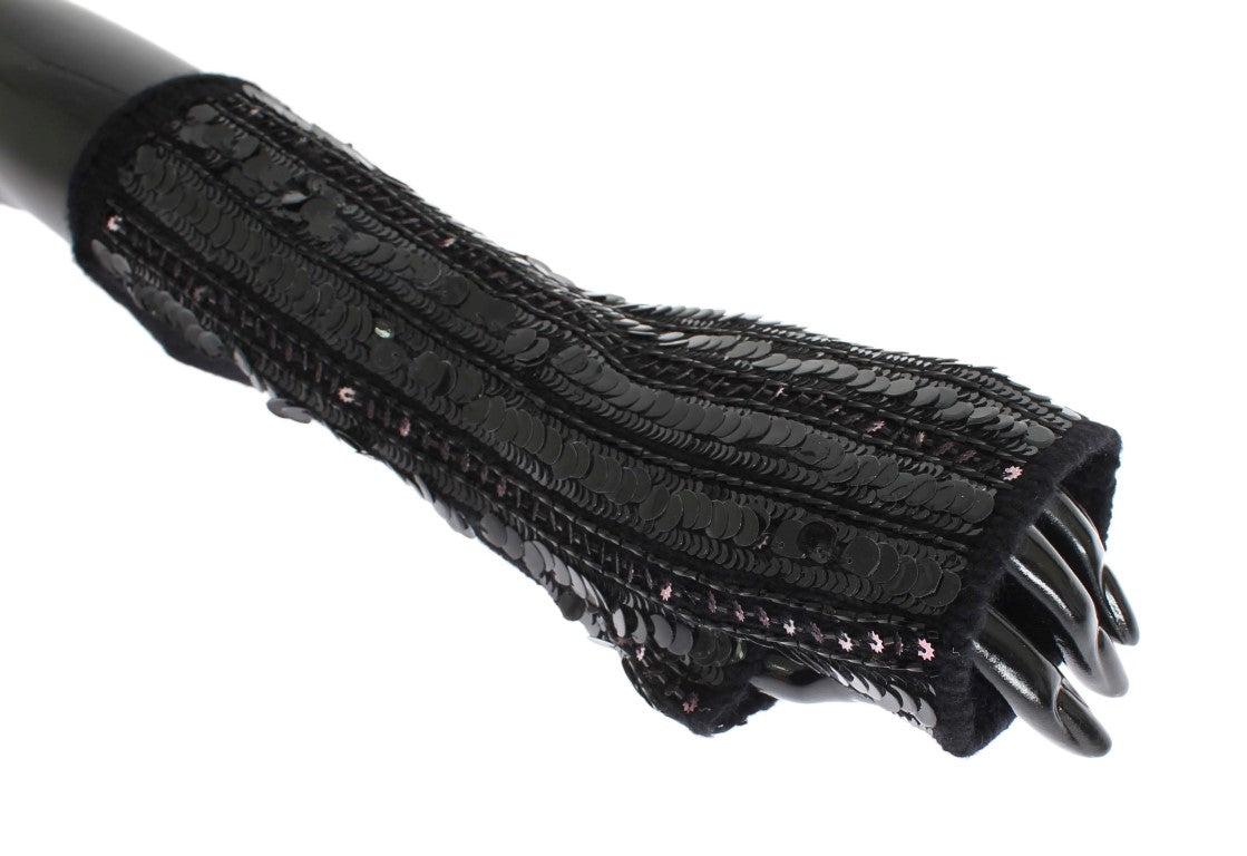 Sequined Cashmere Fingerless Gloves