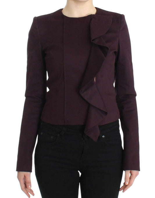 Purple Ruched Jacket Coat Blazer Short