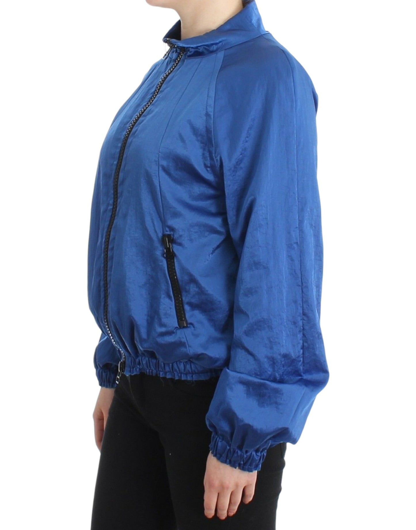 Blue Bomber Jacket Coat Blazer Short Nylon