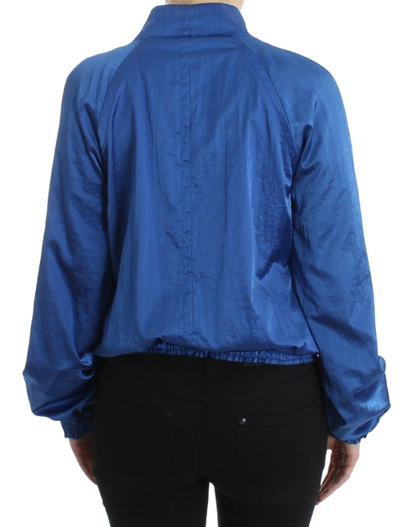 Blue Bomber Jacket Coat Blazer Short Nylon