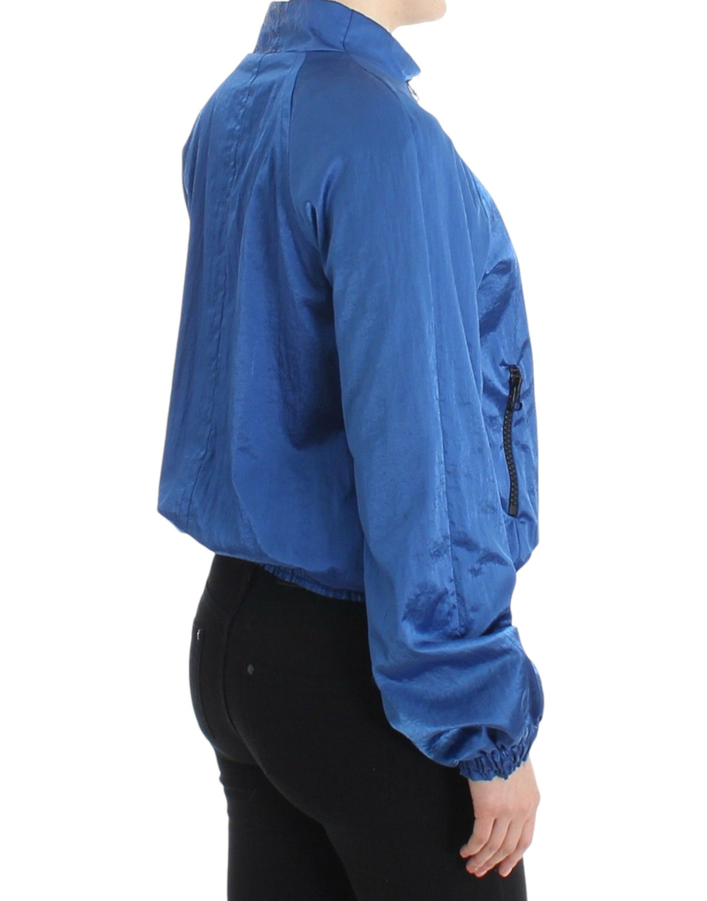 Blue Bomber Jacket Coat Blazer Short Nylon