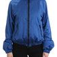 Blue Bomber Jacket Coat Blazer Short Nylon