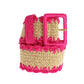 Pink Raffia Woven Wide Belt
