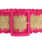 Pink Raffia Woven Wide Belt