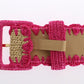 Pink Raffia Woven Wide Belt