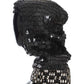 Elegant Black Sequined Crystal Hooded Scarf Wrap