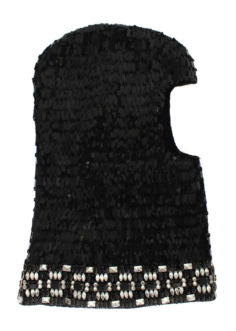 Elegant Black Sequined Crystal Hooded Scarf Wrap