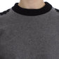 Gray Black Lace Wool Cashmere Sweater