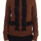 Elegant Lace-Trim Wool Cardigan Sweater