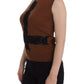 Brown Wool Black Lace Vest Sweater Top