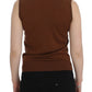 Brown Wool Black Lace Vest Sweater Top