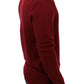 Elegant V-Neck Bordeaux Wool Sweater