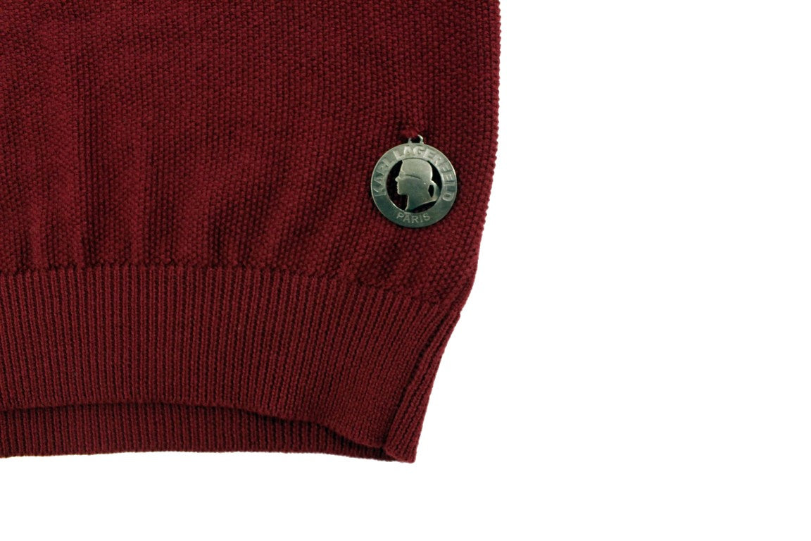 Elegant V-Neck Bordeaux Wool Sweater