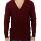 Elegant V-Neck Bordeaux Wool Sweater