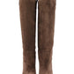 Brown Leather Suede Tall Knee Boots