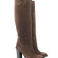 Brown Leather Suede Tall Knee Boots