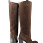 Brown Leather Suede Tall Knee Boots