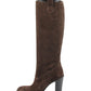 Brown Leather Suede Tall Knee Boots