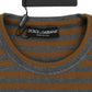 Oversized Gray Yellow Striped Sweater Top