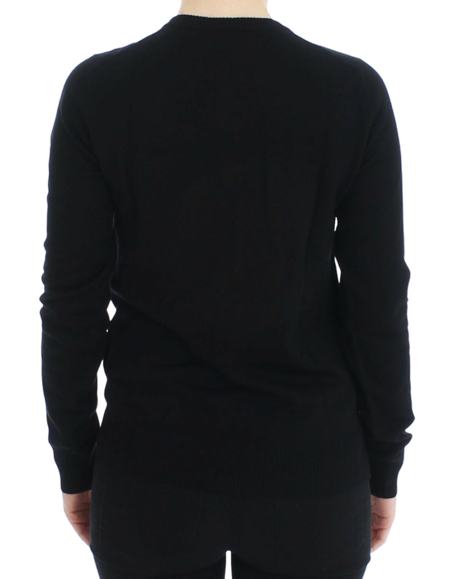 Black Wool Button Cardigan Sweater Top